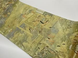 純金箔屋敷に時代人物・松・藤模様織出し袋帯